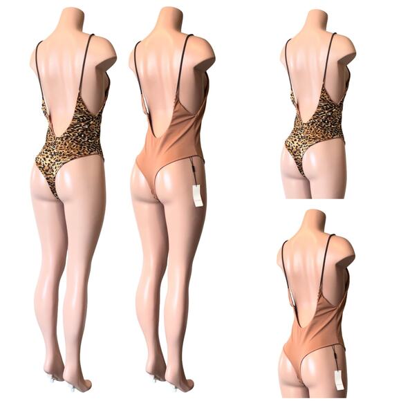 M18 INDAH Reversible Lace Up Leopard Print/Solid One Piece SZ L $198 - Picture 9 of 13